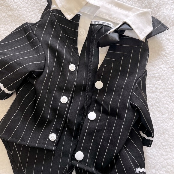 dentrun dog bow tie striped tuxedo suit with buttons - Picture 11 of 13